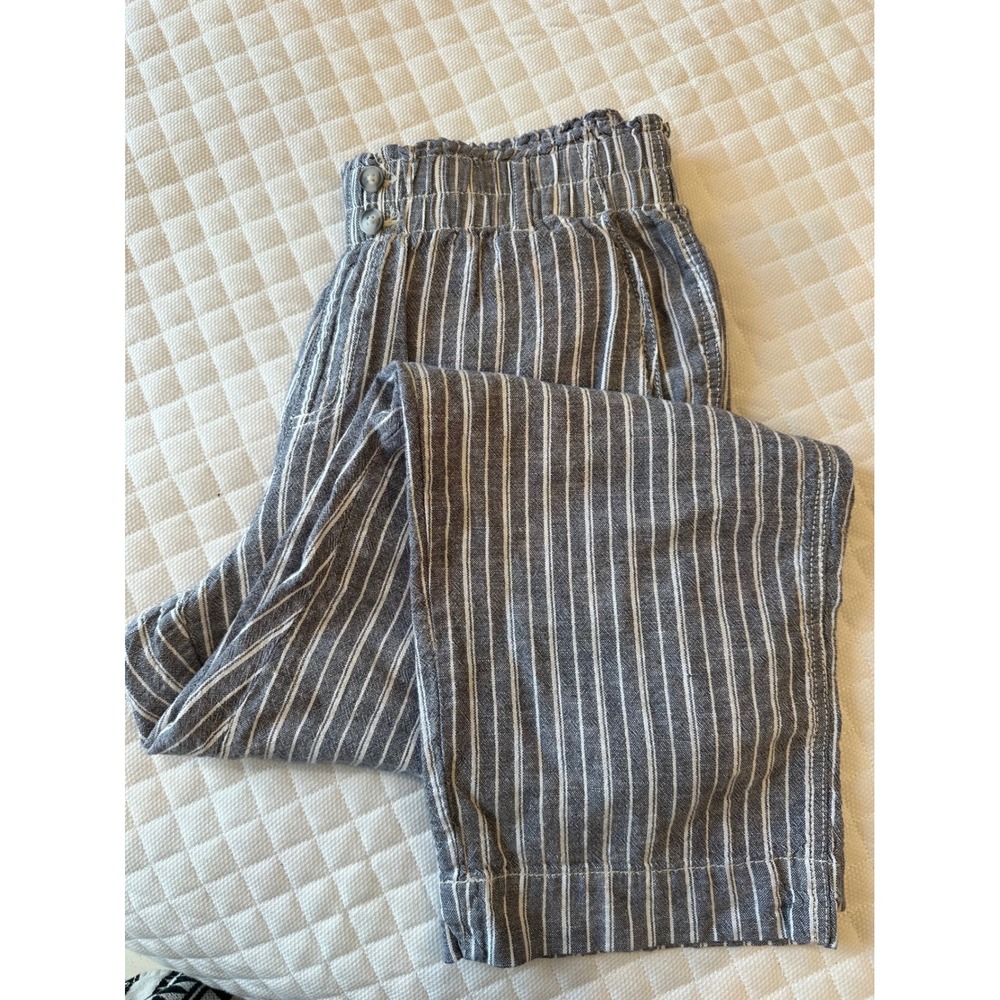 Briggs Womens Blue White Striped Pull On Straight Leg Pants Size L